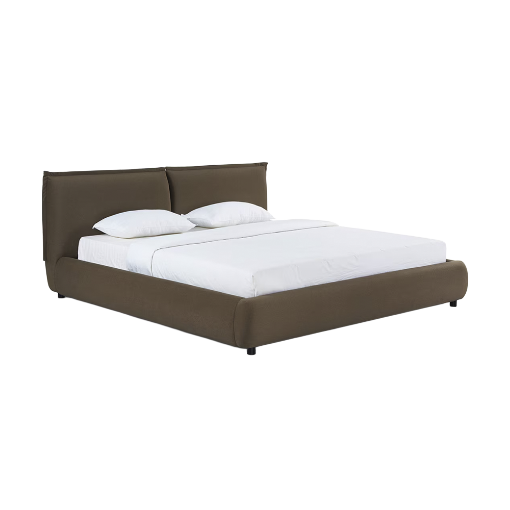 Lit King Size en velours acajou