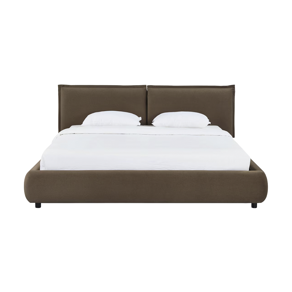 Lit King Size en velours acajou