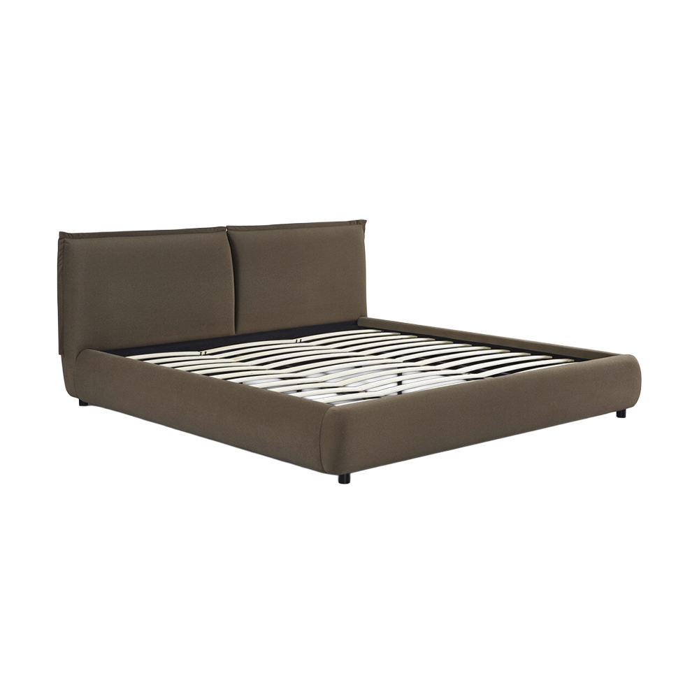 Lit King Size en velours acajou