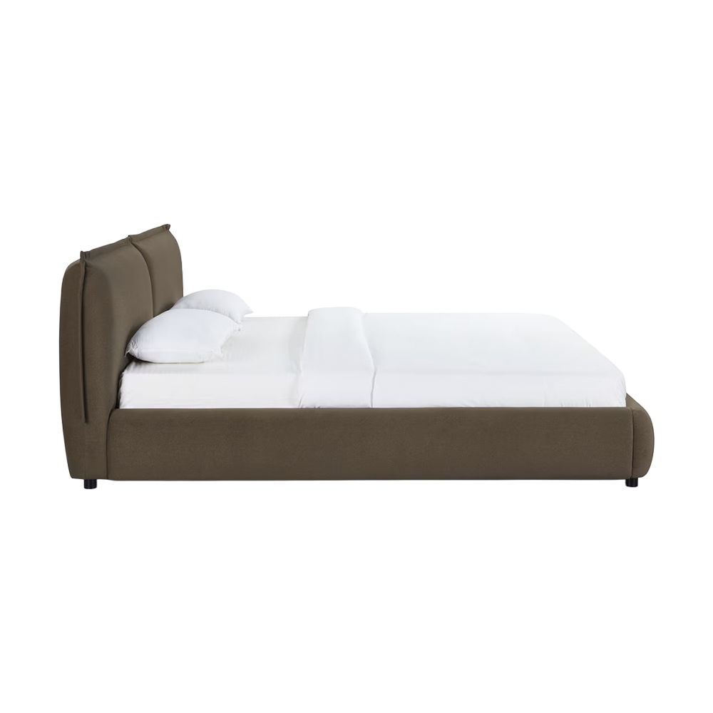 Lit King Size en velours acajou
