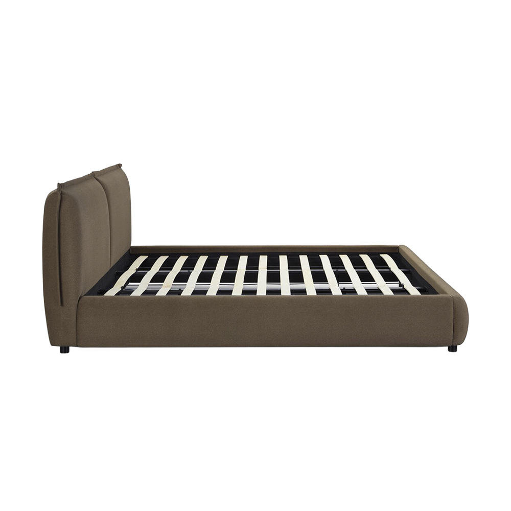 Lit Queen Size en velours acajou