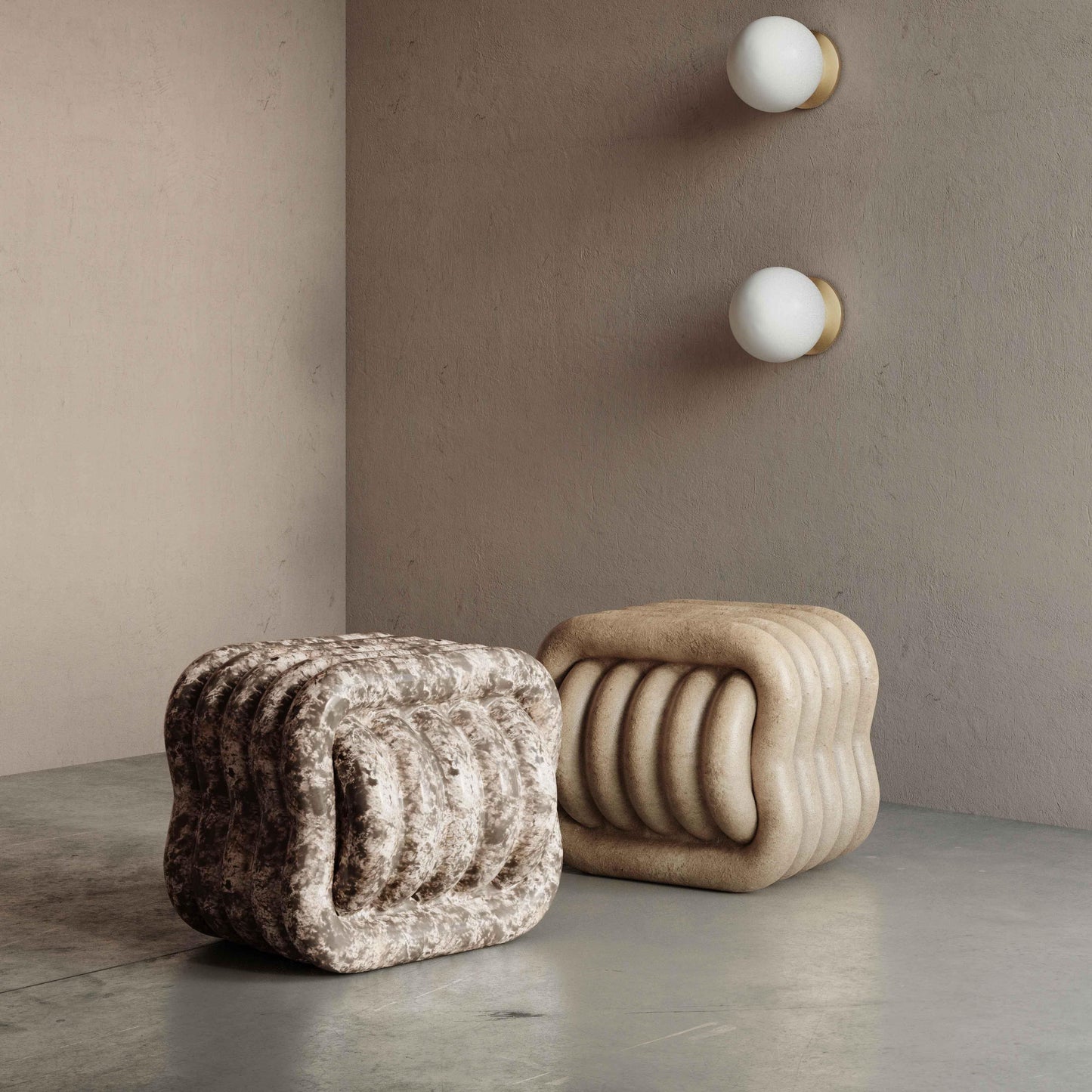 Tabouret d'appoint d'intérieur/extérieur en travertin Jasper Knot
