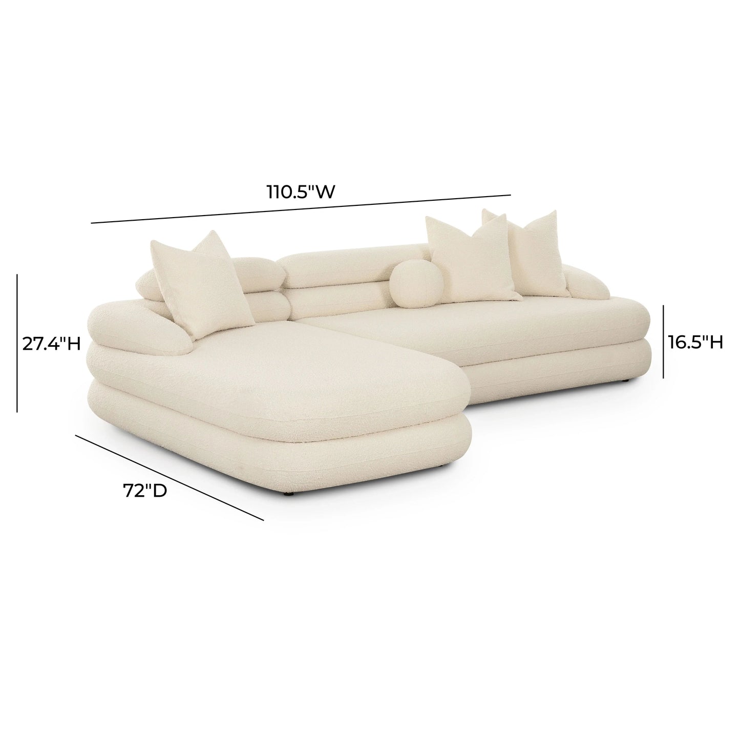 Canapé d'angle modulaire Niko Cream Boucle LAF