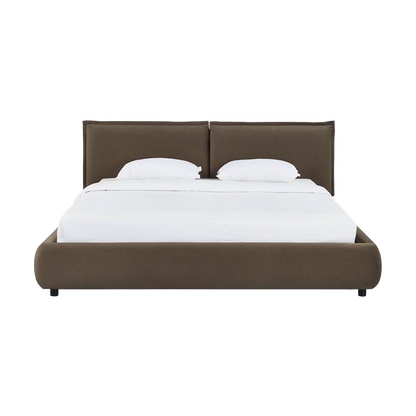 Lit Queen Size en velours acajou