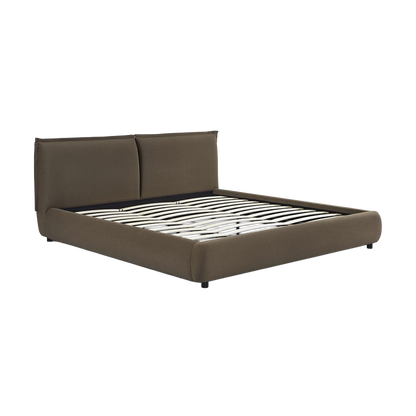 Lit Queen Size en velours acajou