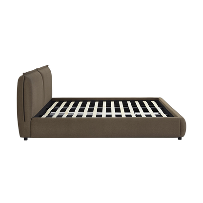 Lit Queen Size en velours acajou